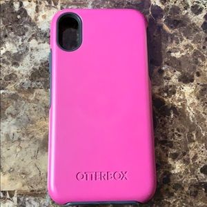 Pink and purple Otterbox for iPhone X